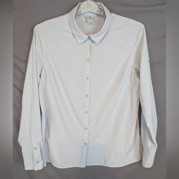 Ascend Hiking Ng Button Down Shirt Large In Light Gray Excellent Condition - Picture 1 of 14